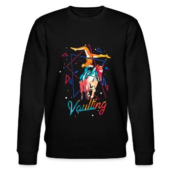 Voltigieren Pferd Geschenk - Stanley/Stella Unisex Bio-Sweatshirt CHANGER  - Schwarz - Vorne - Nik (191cm) & Marisol (170cm)