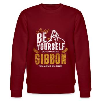 Gibbon Geschenk - Stanley/Stella Unisex Bio-Sweatshirt CHANGER  - Burgunderrot - Vorne - Nik (191cm) & Marisol (170cm)