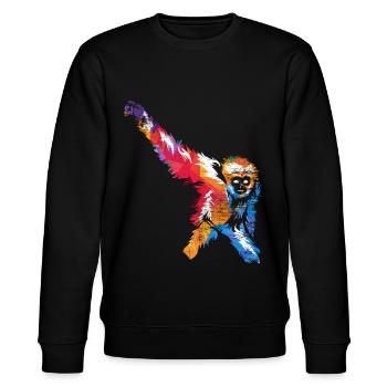 Gibbon Geschenk - Stanley/Stella Unisex Bio-Sweatshirt CHANGER  - Schwarz - Vorne - Nik (191cm) & Marisol (170cm)