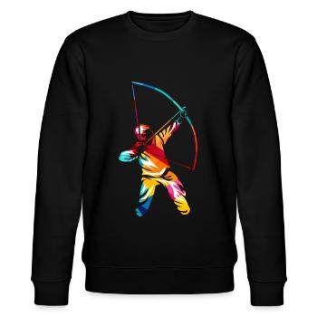 Bogenschießen - Stanley/Stella Unisex Bio-Sweatshirt CHANGER  - Schwarz - Vorne - Nik (191cm) & Marisol (170cm)