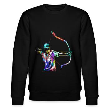 Bogenschießen Geschenk - Stanley/Stella Unisex Bio-Sweatshirt CHANGER  - Schwarz - Vorne - Nik (191cm) & Marisol (170cm)