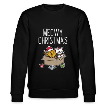 Katzen Weihnachten - Stanley/Stella Unisex Bio-Sweatshirt CHANGER  - Schwarz - Vorne - Nik (191cm) & Marisol (170cm)