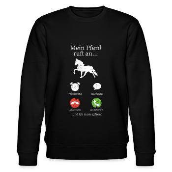 Pferde Pferdespruch - Stanley/Stella Unisex Bio-Sweatshirt CHANGER  - Schwarz - Vorne - Nik (191cm) & Marisol (170cm)