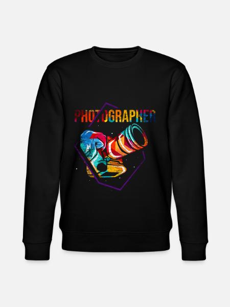 Photographer Camera Gift - Stanley/Stella CHANGER Unisex Organic Sweatshirt - black