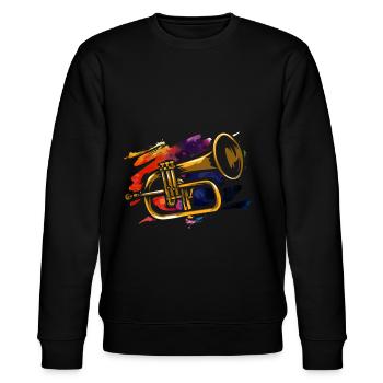 Flugelhorn trumpet - Stanley/Stella CHANGER Unisex Organic Sweatshirt - black - Front - Nik (191cm) & Marisol (170cm)