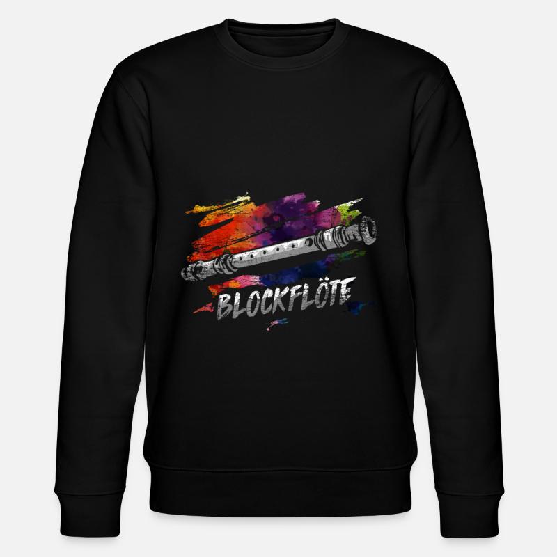 Blockflöte Flöte Geschenk - Stanley/Stella Unisex Bio-Sweatshirt CHANGER  - Schwarz