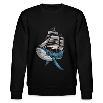 Wal Schiff Schifffahrt Segelschiff - Stanley/Stella Unisex Bio-Sweatshirt CHANGER  - Schwarz - Vorne - Nik (191cm) & Marisol (170cm)