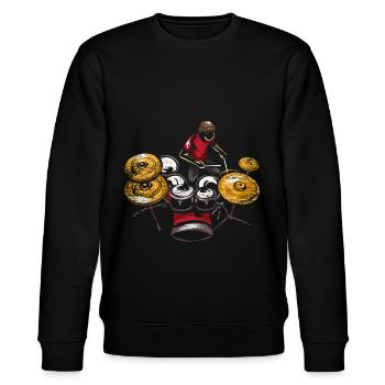 Schlagzeug Schlagzeuger Musik - Stanley/Stella Unisex Bio-Sweatshirt CHANGER  - Schwarz - Vorne - Nik (191cm) & Marisol (170cm)