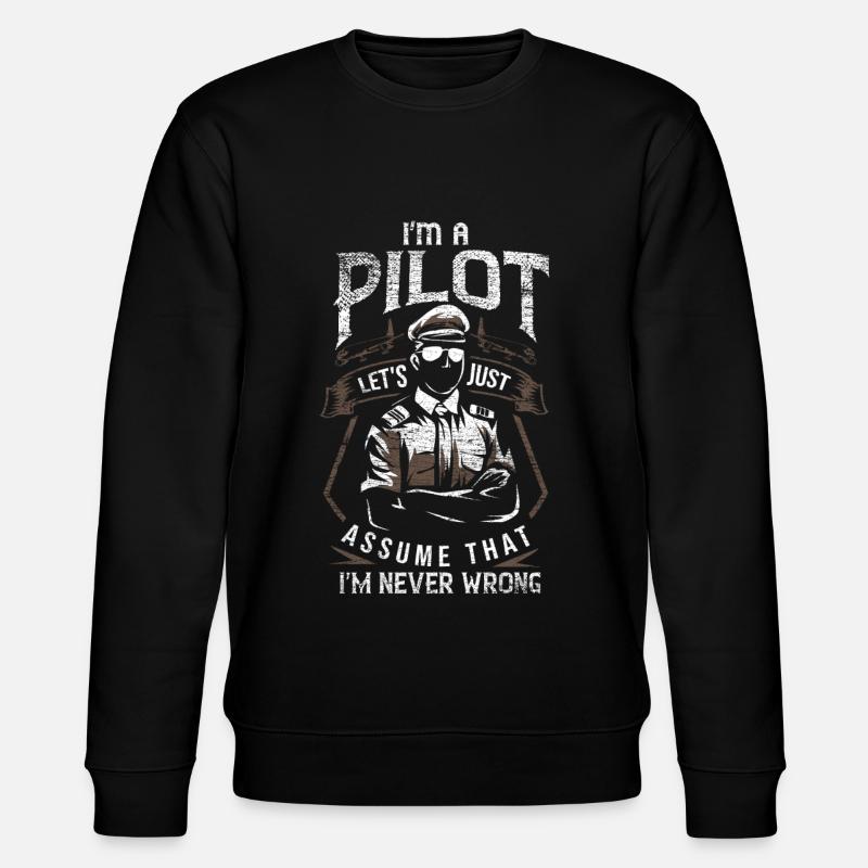 Airplane pilot saying - Stanley/Stella CHANGER Unisex Organic Sweatshirt - black