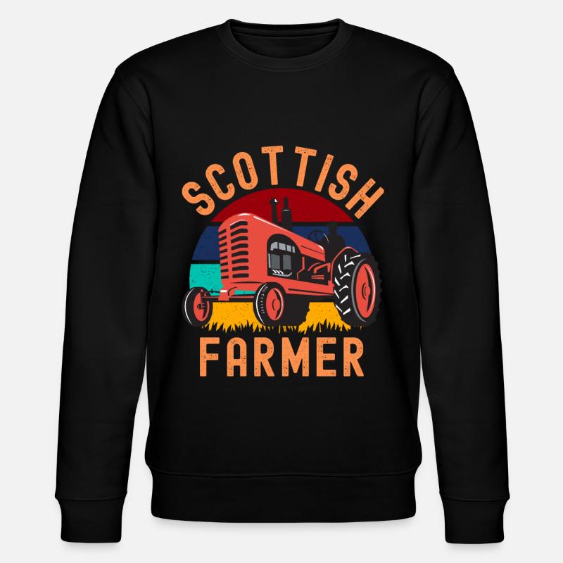 Schottischer Bauer auf Traktor - Stanley/Stella Unisex Bio-Sweatshirt CHANGER  - Schwarz