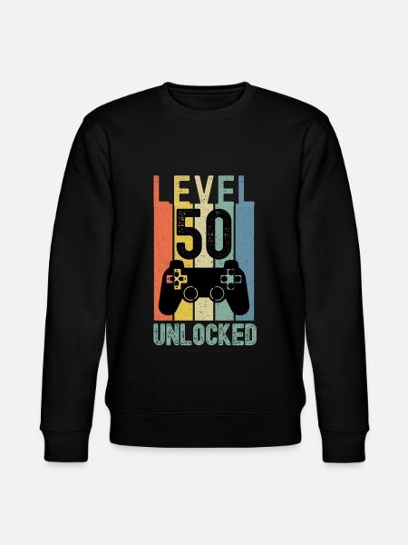 Level 50 Unlocked Funny Gaming - Stanley/Stella CHANGER Unisex Organic Sweatshirt - black