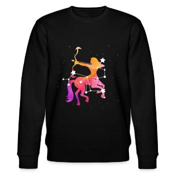 Schütze Sternzeichen Horoskop Astrologie - Stanley/Stella Unisex Bio-Sweatshirt CHANGER  - Schwarz - Vorne - Nik (191cm) & Marisol (170cm)