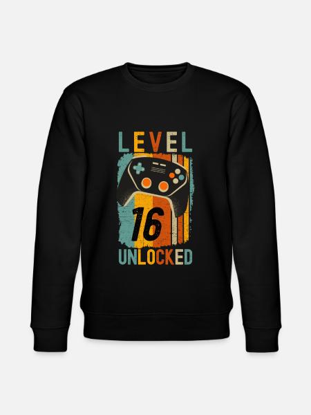 Level 16 Unlocked Funny Gaming - Stanley/Stella CHANGER Unisex Organic Sweatshirt - black