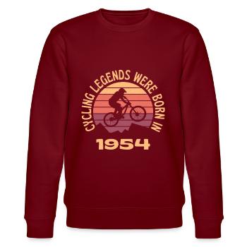 Radsportlegenden wurden 1954 geboren - Stanley/Stella Unisex Bio-Sweatshirt CHANGER  - Burgunderrot - Vorne - Nik (191cm) & Marisol (170cm)