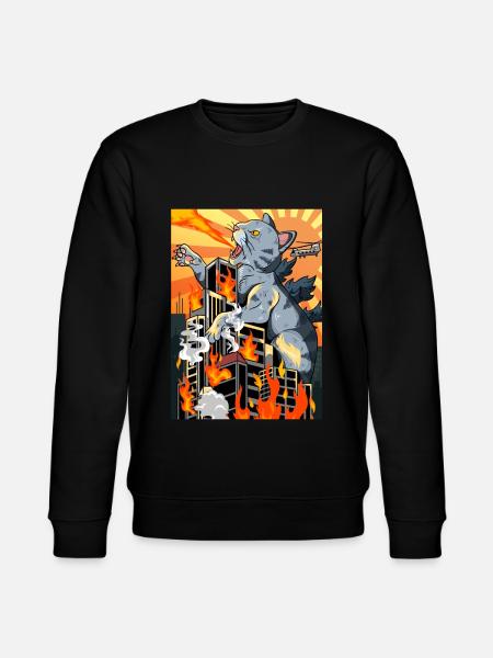 Catzilla Japanese sunset funny Japan - Stanley/Stella CHANGER Unisex Organic Sweatshirt - black