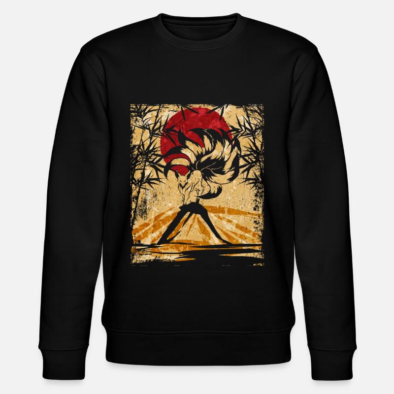 Nine-tailed Fox Japanese Retro Art - Stanley/Stella CHANGER Unisex Organic Sweatshirt - black