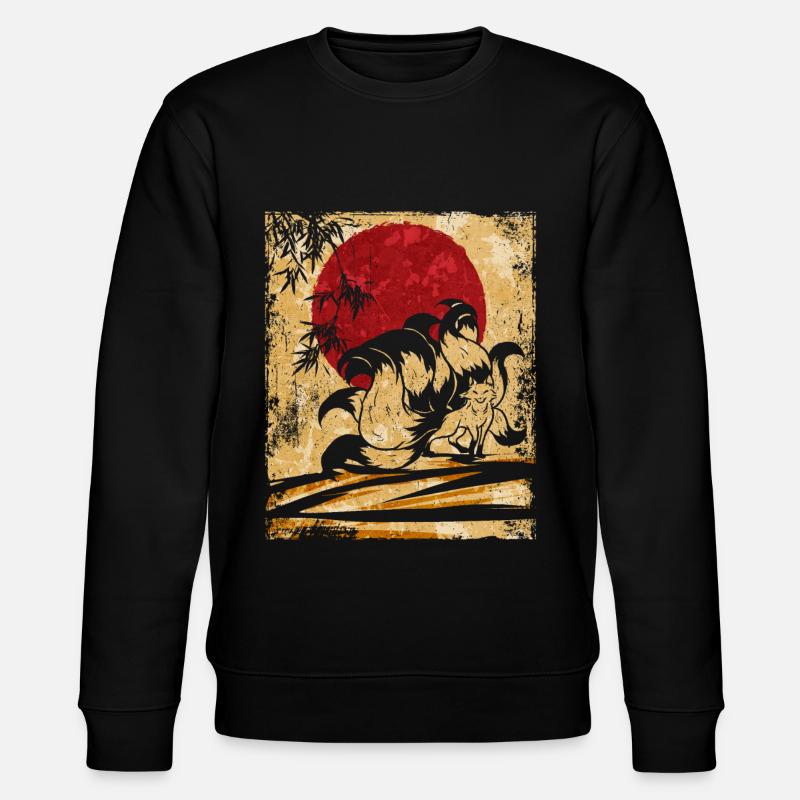 Nine-tailed Fox Japanese Retro Art - Stanley/Stella CHANGER Unisex Organic Sweatshirt - black
