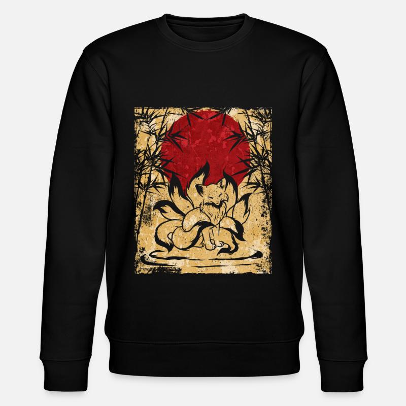 Nine-tailed Fox Japanese Retro Art - Stanley/Stella CHANGER Unisex Organic Sweatshirt - black