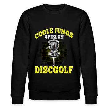Disc Golf Coole Jungs spielen Discgolf Discgolfer - Stanley/Stella Unisex Bio-Sweatshirt CHANGER  - Schwarz - Vorne - Nik (191cm) & Marisol (170cm)