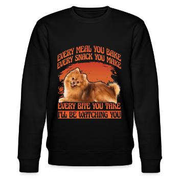 Pomeranian Zwergspitz - Stanley/Stella Unisex Bio-Sweatshirt CHANGER  - Schwarz - Vorne - Nik (191cm) & Marisol (170cm)