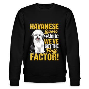 Amateurs de bichon havanais Unissez-vous, nous avons le facteur peluche - Sweat bio CHANGER Stanley/Stella Unisexe - noir - Devant - Nik (191cm) & Marisol (170cm)