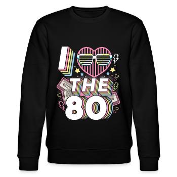I love the 80s - Stanley/Stella Unisex Bio-Sweatshirt CHANGER  - Schwarz - Vorne - Nik (191cm) & Marisol (170cm)