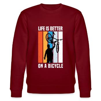 Fahrrad Radfahrer Fahrradfahrer Radtour - Stanley/Stella Unisex Bio-Sweatshirt CHANGER  - Burgunderrot - Vorne - Nik (191cm) & Marisol (170cm)