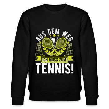 Tennis Ich Muss Zum Tennis Tennisspieler Lustig - Stanley/Stella Unisex Bio-Sweatshirt CHANGER  - Schwarz - Vorne - Nik (191cm) & Marisol (170cm)