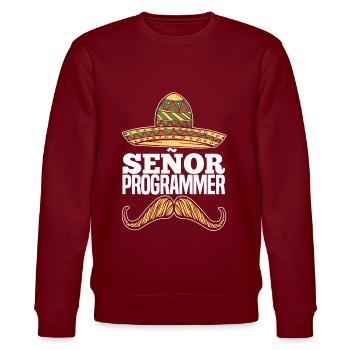 Programmer Coder Software Developer - Stanley/Stella CHANGER Unisex Organic Sweatshirt - burgundy - Front - Nik (191cm) & Marisol (170cm)