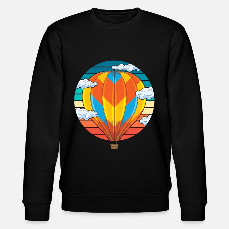 Retro Ballonfahrer Geschenkidee Heißluftballon - Stanley/Stella Unisex Bio-Sweatshirt CHANGER - Schwarz