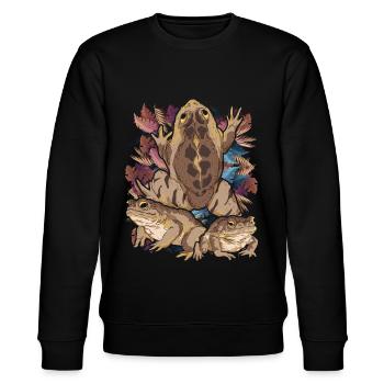Vintage Animal Motif Gift Frog Animal Toad - Stanley/Stella CHANGER Unisex Organic Sweatshirt - black - Front - Nik (191cm) & Marisol (170cm)