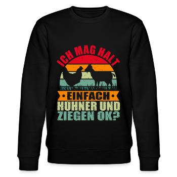 Lustiges Hühner Hühnerstall und Ziegen Bauernhof - Stanley/Stella Unisex Bio-Sweatshirt CHANGER  - Schwarz - Vorne - Nik (191cm) & Marisol (170cm)