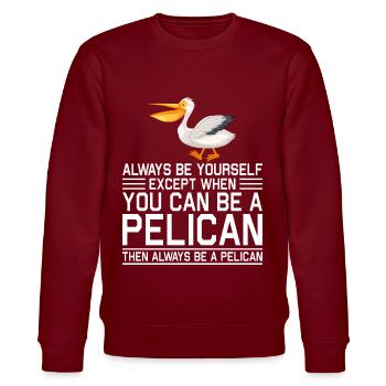 Pelikan Pelikane Vögel Wasservogel - Stanley/Stella Unisex Bio-Sweatshirt CHANGER  - Burgunderrot - Vorne - Nik (191cm) & Marisol (170cm)