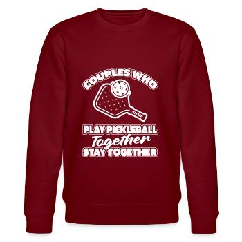 Pickleball pair - Stanley/Stella CHANGER Unisex Organic Sweatshirt - burgundy - Front - Nik (191cm) & Marisol (170cm)