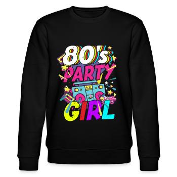 80 Girl 80s theme party - Stanley/Stella CHANGER Unisex Organic Sweatshirt - black - Front - Nik (191cm) & Marisol (170cm)