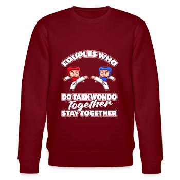 Taekwondo Pair - Stanley/Stella CHANGER Unisex Organic Sweatshirt - burgundy - Front - Nik (191cm) & Marisol (170cm)