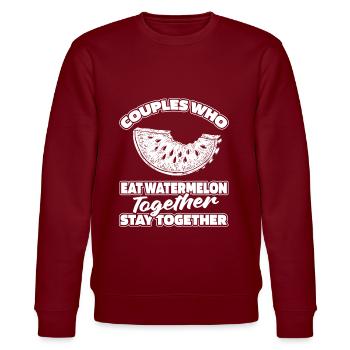 Watermelon Pair - Stanley/Stella CHANGER Unisex Organic Sweatshirt - burgundy - Front - Nik (191cm) & Marisol (170cm)