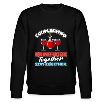 Wein Winzer Paar - Stanley/Stella Unisex Bio-Sweatshirt CHANGER  - Schwarz - Vorne - Nik (191cm) & Marisol (170cm)