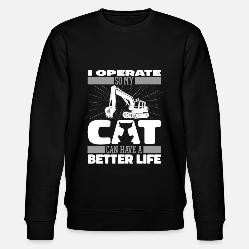 Baggerfahrer Katze - Stanley/Stella Unisex Bio-Sweatshirt CHANGER  - Schwarz