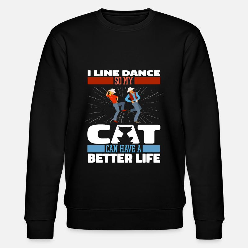 Line Dance Katze - Stanley/Stella Unisex Bio-Sweatshirt CHANGER  - Schwarz