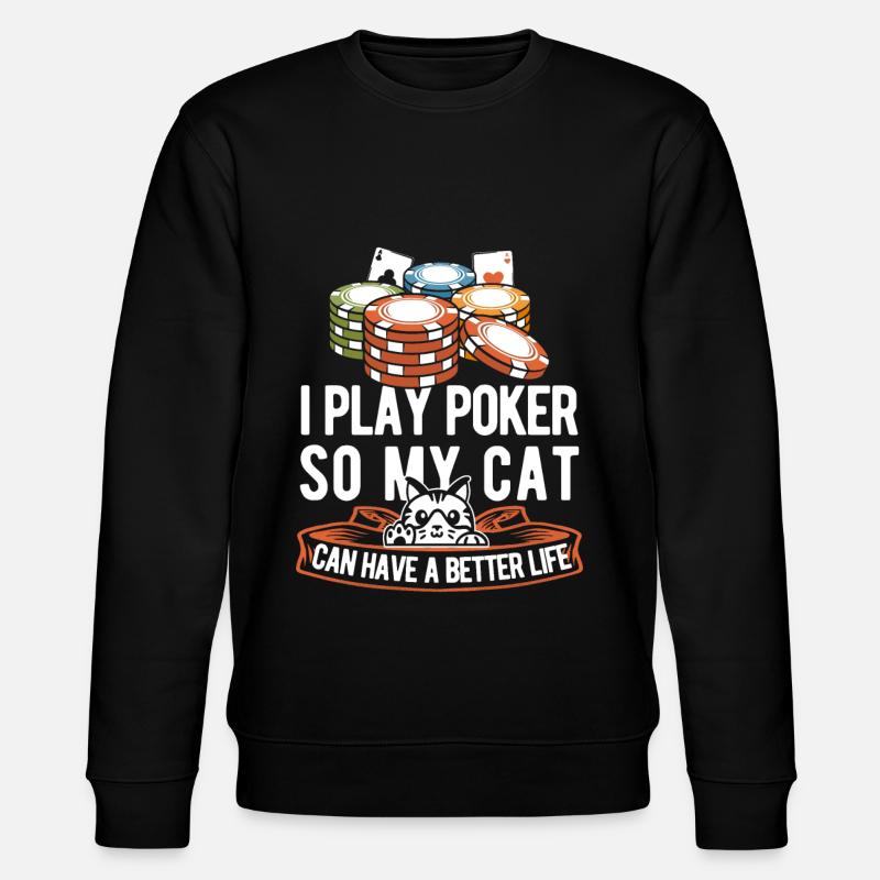 Poker Katze - Stanley/Stella Unisex Bio-Sweatshirt CHANGER  - Schwarz