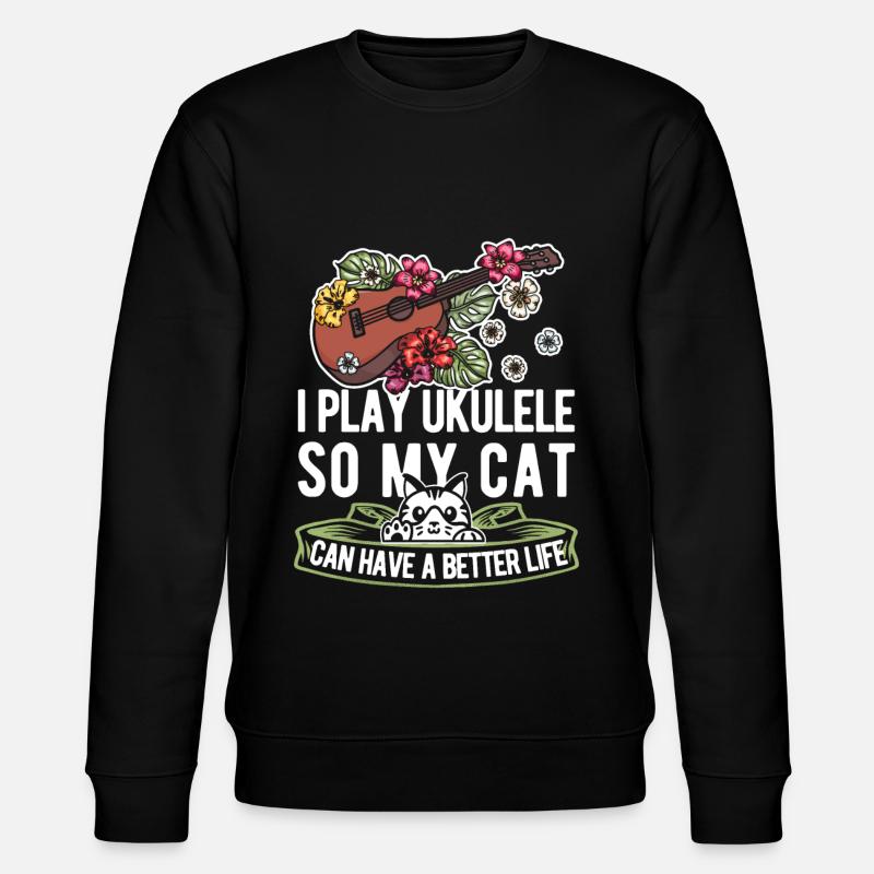Chat ukulélé - Sweat bio CHANGER Stanley/Stella Unisexe - noir