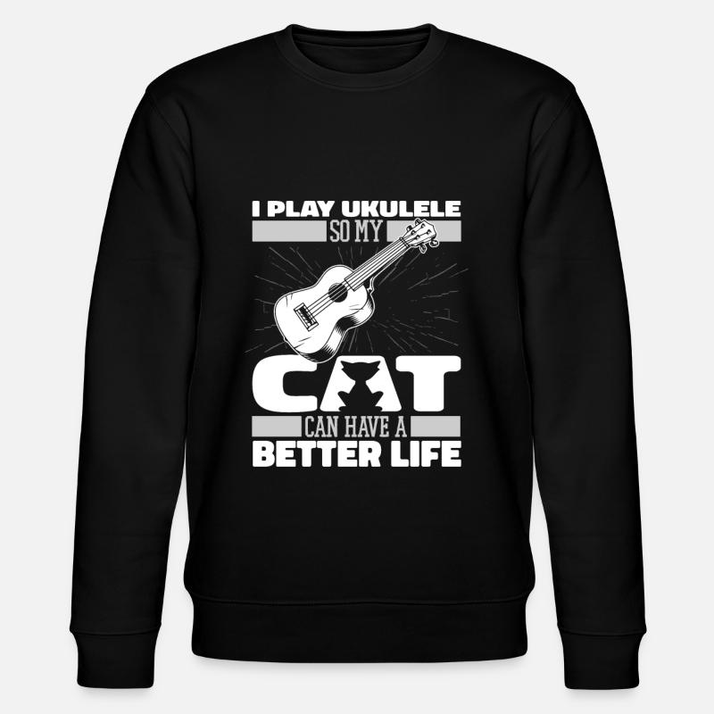 Ukulele Cat - Stanley/Stella CHANGER Unisex Organic Sweatshirt - black