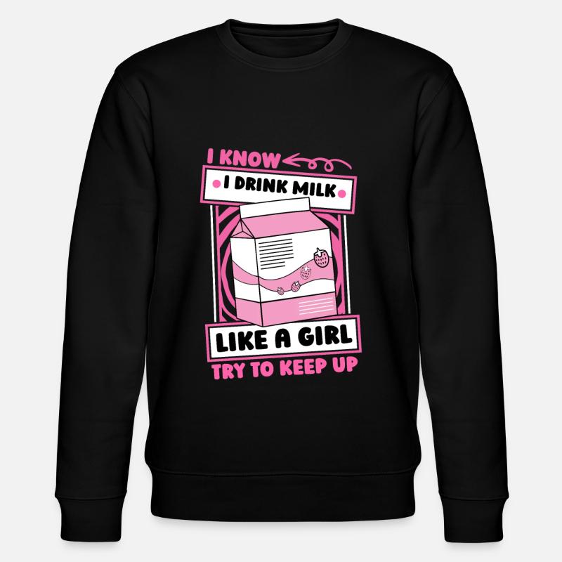 Kuh Milch Mädchen - Stanley/Stella Unisex Bio-Sweatshirt CHANGER  - Schwarz