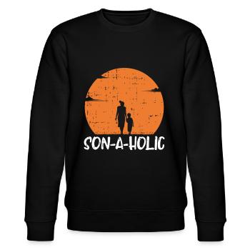 Mama Mutter Sohn - Stanley/Stella Unisex Bio-Sweatshirt CHANGER  - Schwarz - Vorne - Nik (191cm) & Marisol (170cm)