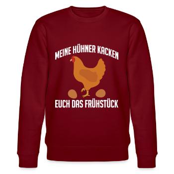 Ich liebe Hühner die Kacken Frühstück Hühner - Stanley/Stella Unisex Bio-Sweatshirt CHANGER  - Burgunderrot - Vorne - Nik (191cm) & Marisol (170cm)