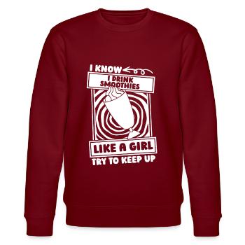 Smoothie Girl - Stanley/Stella CHANGER Unisex Organic Sweatshirt - burgundy - Front - Nik (191cm) & Marisol (170cm)
