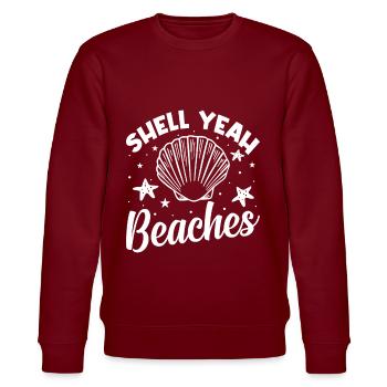Shell Sea Turtle Lovers Beaches - Stanley/Stella CHANGER Unisex Organic Sweatshirt - burgundy - Front - Nik (191cm) & Marisol (170cm)