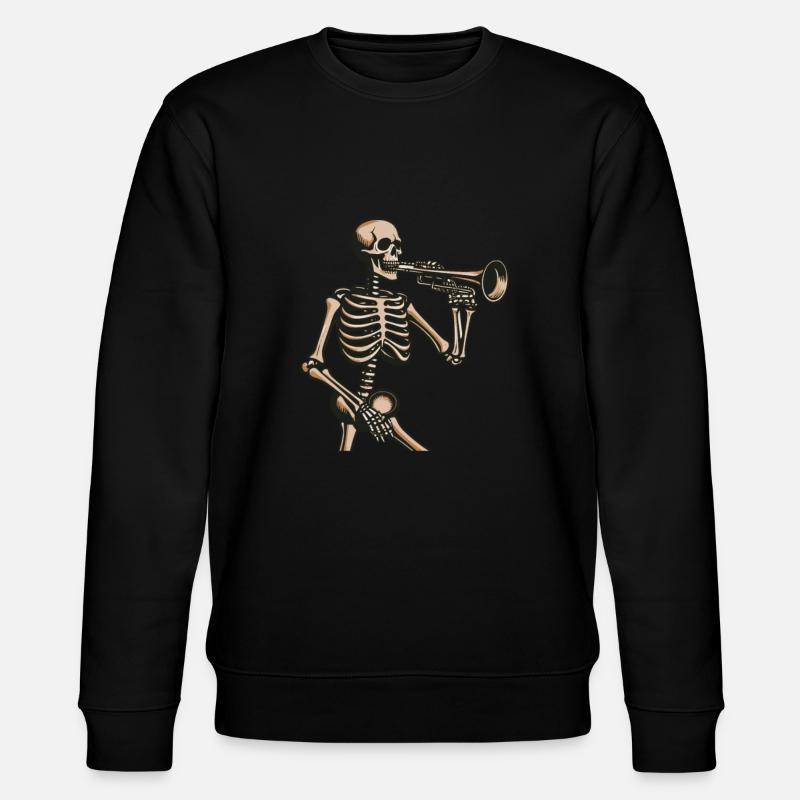 marching band, trombone, skeleton - Stanley/Stella CHANGER Unisex Organic Sweatshirt - black