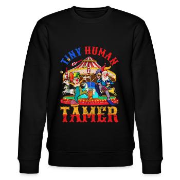 Kleine Menschen Bändiger Geschenk Lustiges Zirkus - Stanley/Stella Unisex Bio-Sweatshirt CHANGER  - Schwarz - Vorne - Nik (191cm) & Marisol (170cm)